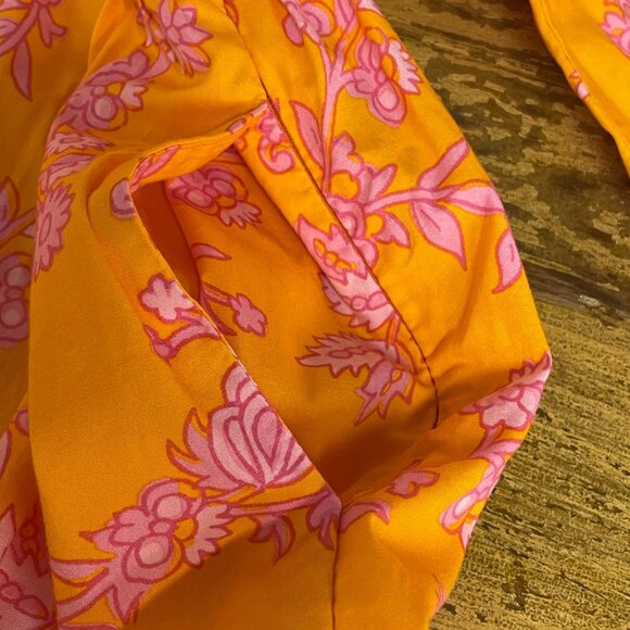 J. Crew Factory Scoop Neck Floral Tiered Mini Dress Orange Sz 4 BQ054 - Picture 7 of 10